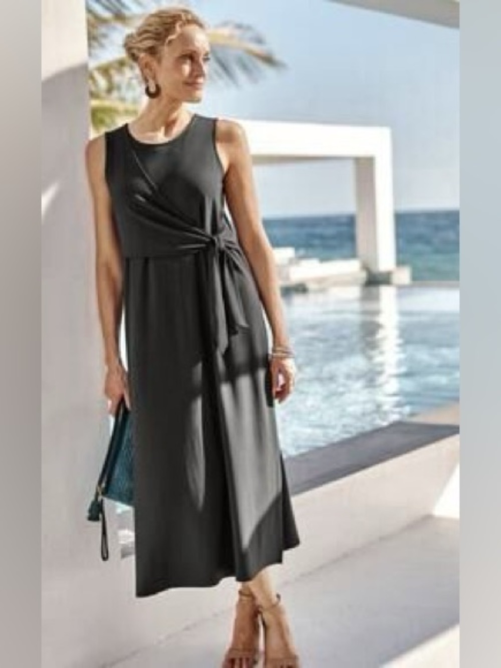 J. Jill Wearever Slate Gray Tie-Waist Maxi Dress XL